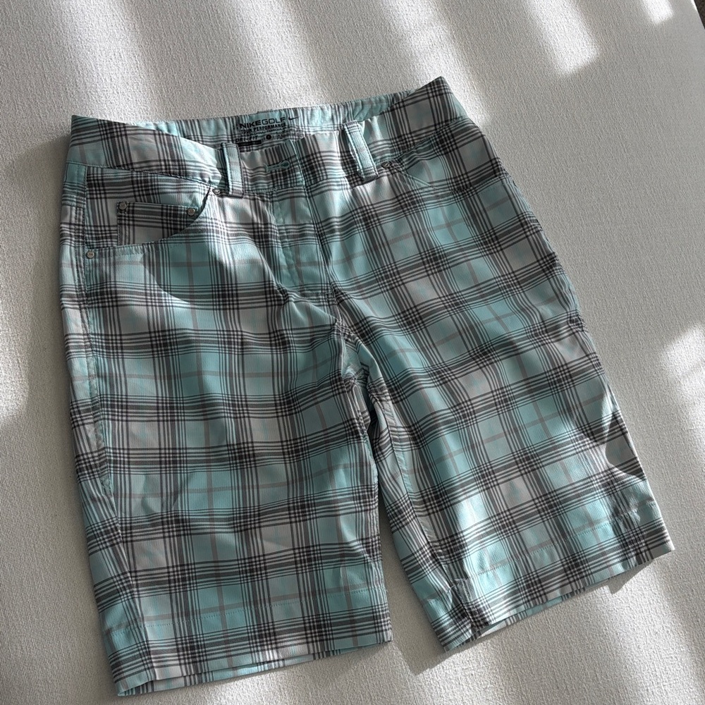 Nike Golf Plaid Shorts in Blue and Gray